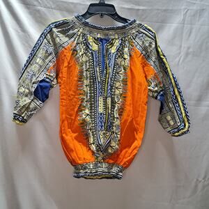 NF Dashiki African Hippie Unisex Smocked Long sleeve Tribal Ethnic Top OSFM